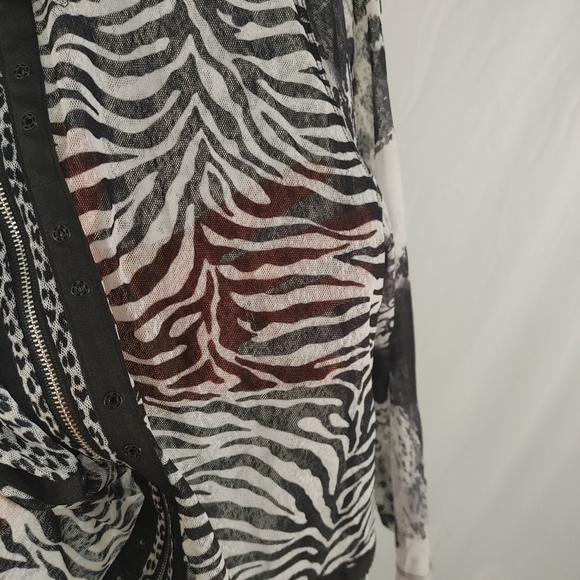 Multiples Mixed Animal Print Zip Front Jacket/Shirt Size L - Picture 7 of 13